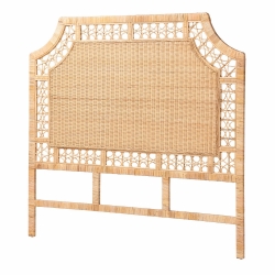 bali & pari Hekima Natural Rattan Standalone Headboard - Coastal Boho Style Handwoven Wicker Bed Backdrop, Queen